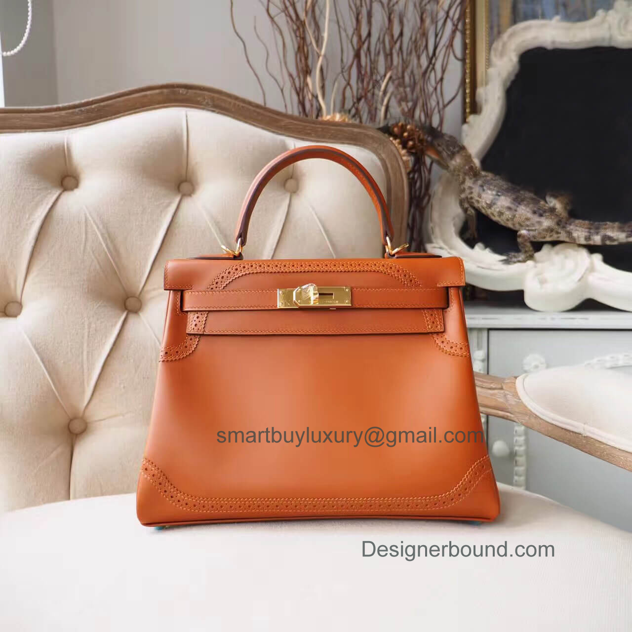 Hermes Kelly 28 Bag Ghillies in ck34 Fauve Tadelakt GHW